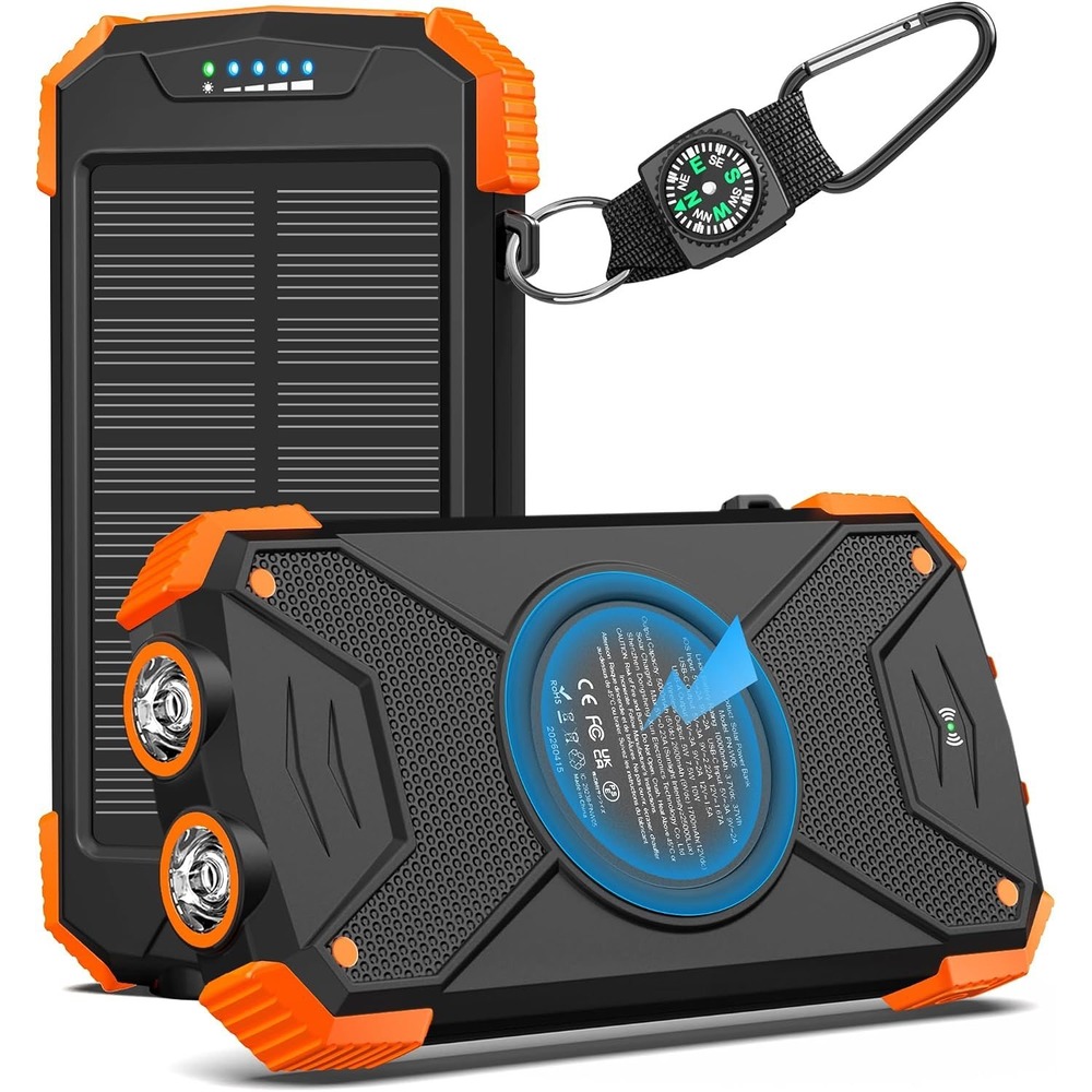 BLAVOR Solar Power Bank Portable Wireless Charger External Battery Pack USB C